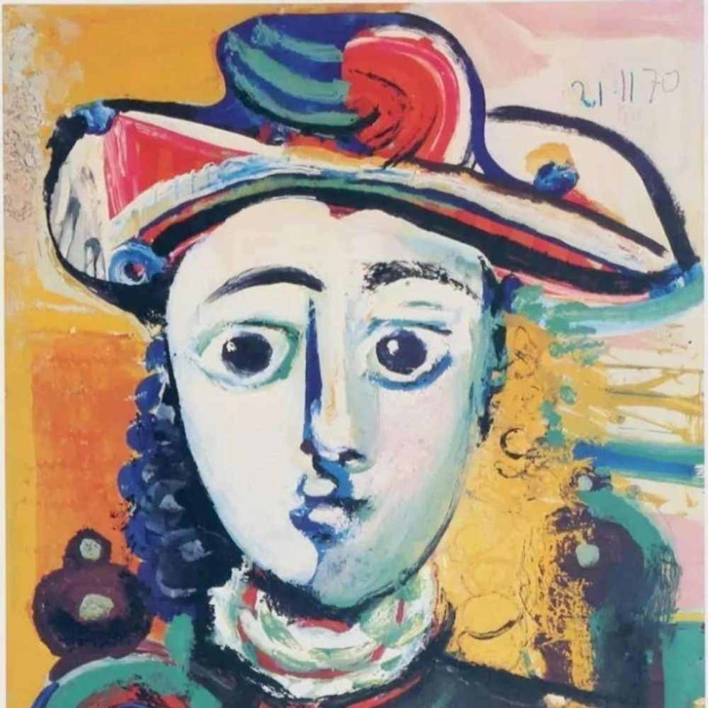 1970 PABLO PICASSO LITHOGRAPH Vintage PRINT BY "THE GUILD "JEUNE FILLE ASSISE" - Picture 2 of 5